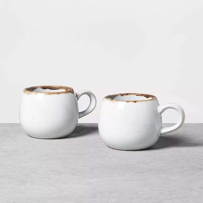 Hearth & Hand with Magnolia Set of 2 Small Round Reactive Glaze Mug Light Sour Cream | Amazon (US)