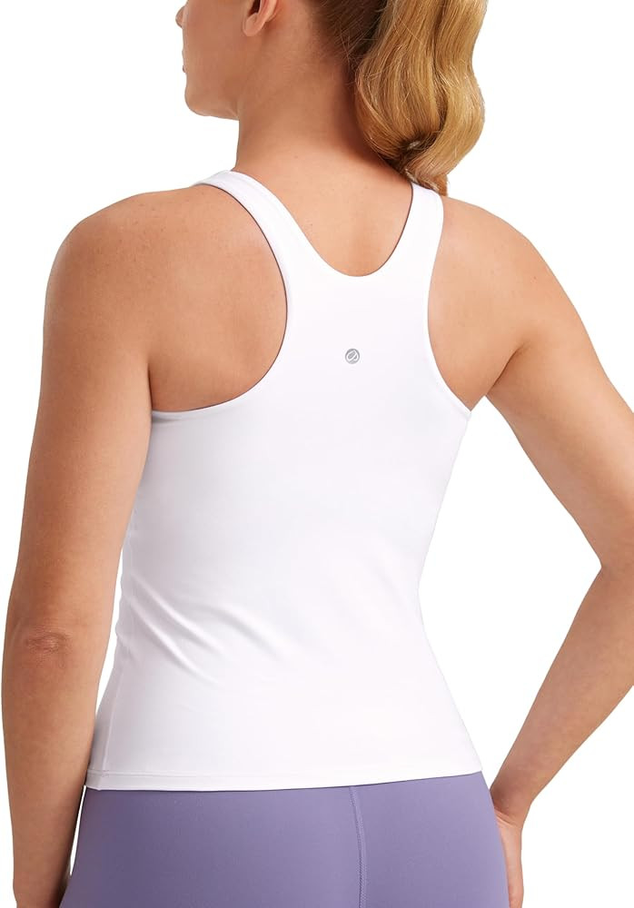CRZ YOGA Butterluxe Womens Racerback Workout Tank Top with Built in Shelf Bra - Padded High Neck ... | Amazon (US)