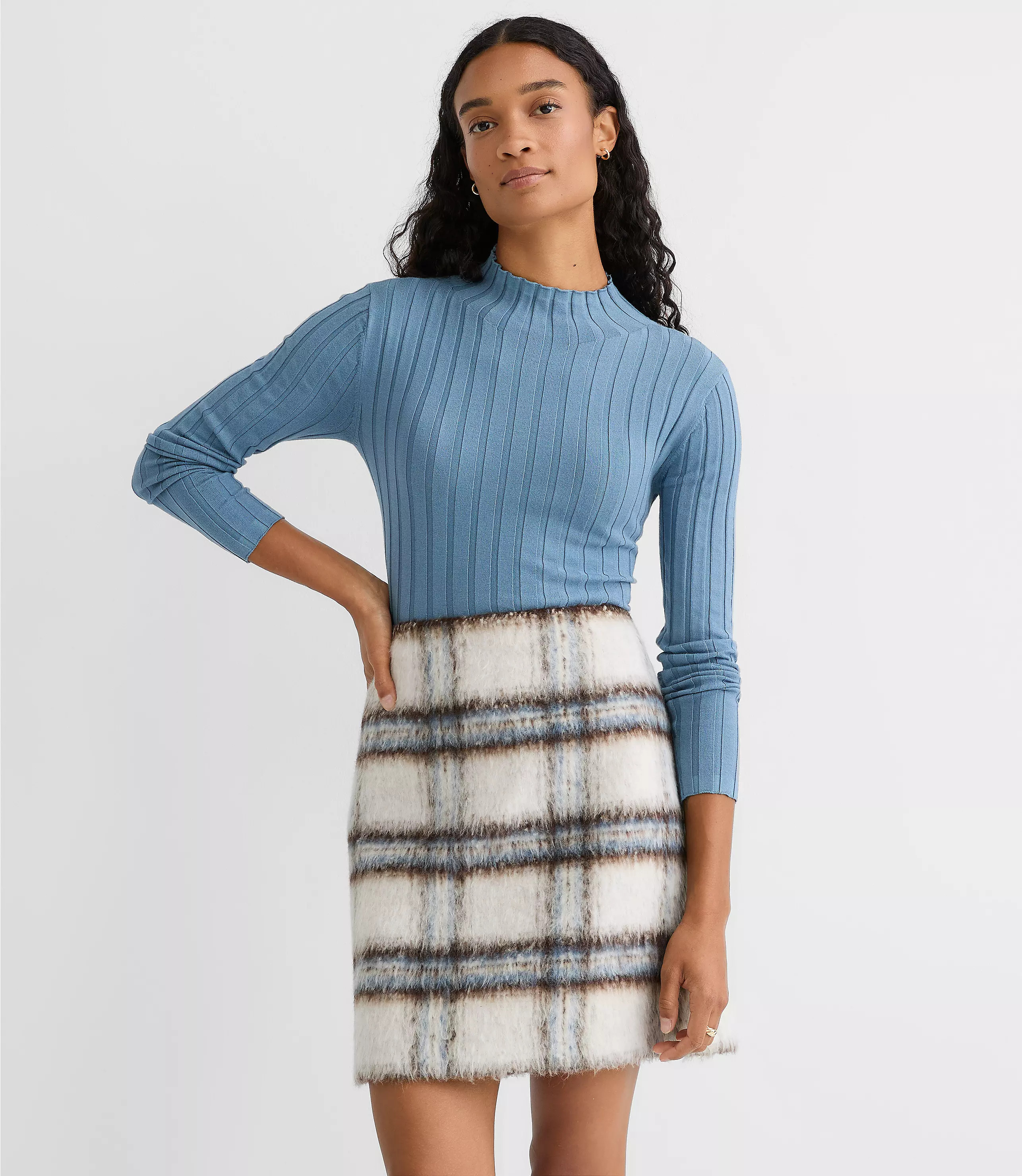 Ribbed Mock Neck Sweater | LOFT