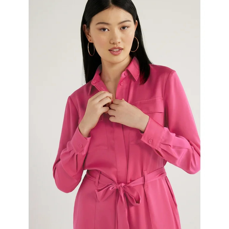 Scoop Women's Satin Wide Leg Jumpsuit, Sizes XS-XXL | Walmart (US)