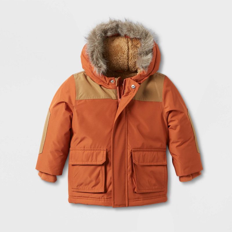 Toddler Boys' Long Sleeve Parka Jacket - Cat & Jack™ Orange | Target
