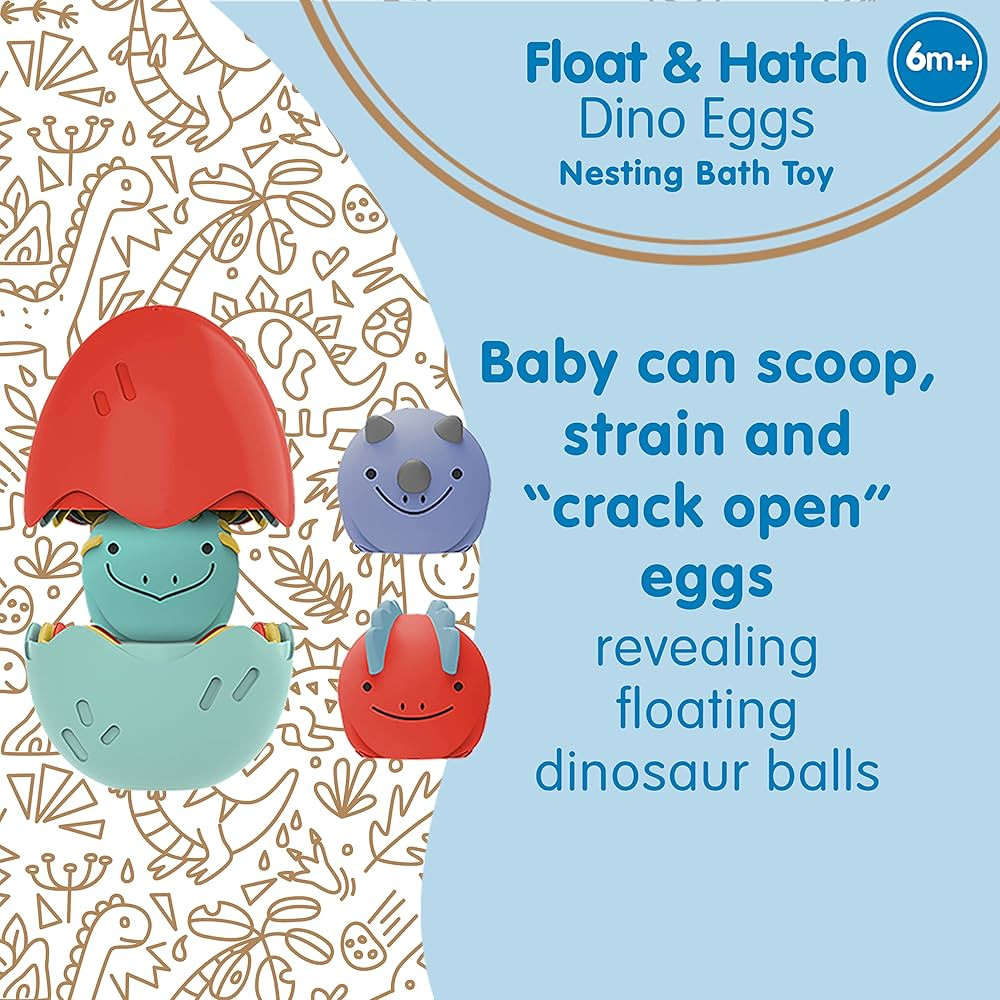 Dr. Brown's CleanUp Float & Hatch Dino Eggs Nesting Bath Toy, 6m+, BPA Free, Certified Plastic Ne... | Amazon (US)