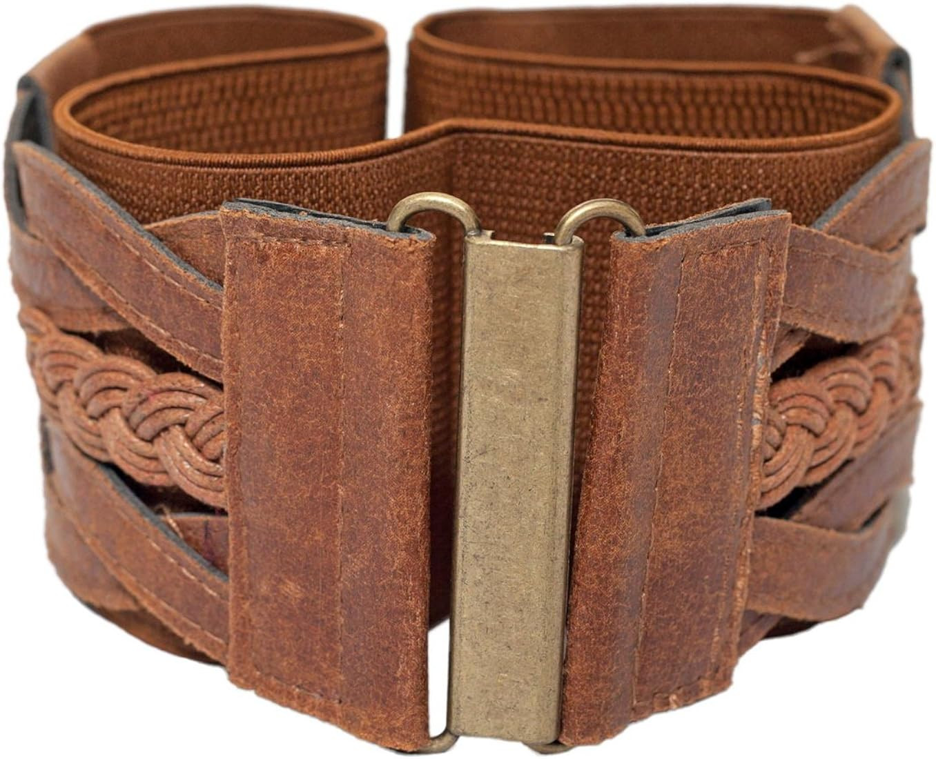 eVogues Braided Elastic Stretchy Retro Wide Waist Cinch Belt | Amazon (US)