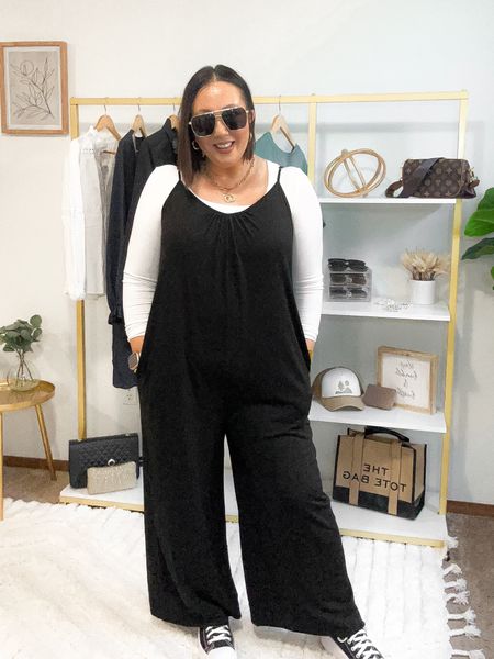 This popular Amazon jumpsuit has been a favorite of mine for the last few years.  So comfy!  Sized up to an xl in this one. Straps are adjustable. Lots of colors. On sale for $19.99!  

XL ribbed top. Sneakers run tts  

#LTKsalealert #LTKfindsunder50 #LTKmidsize