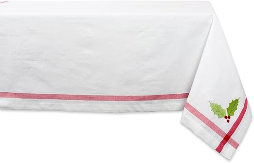 Embroidered Holly Square Tablecloth, 100% Cotton with 1/2" Hem for Holiday, Family Gatherings, & ... | Amazon (US)