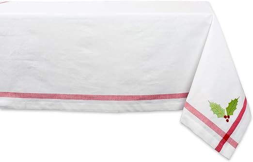 Embroidered Holly Square Tablecloth, 100% Cotton with 1/2" Hem for Holiday, Family Gatherings, & ... | Amazon (US)