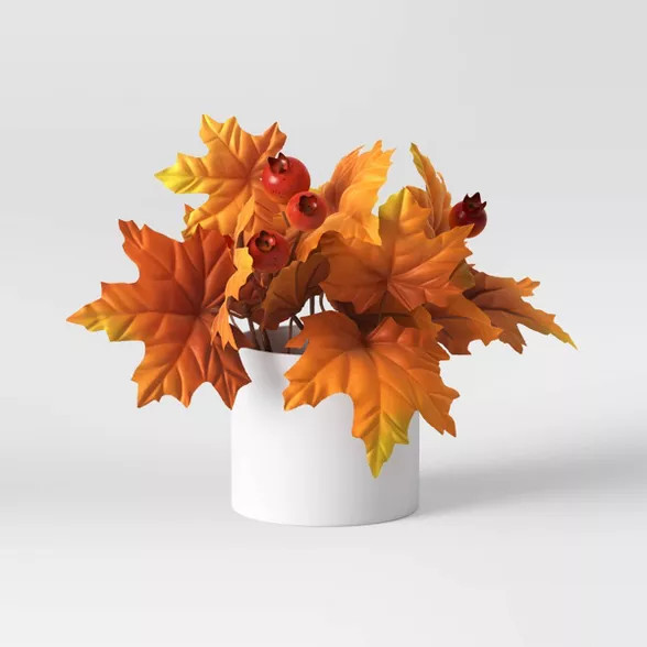 9" x 10" Artificial Maple Leaf Plant Arrangement in Pot - Threshold™ | Target