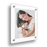 Glossy Gallery Floating Frameless Double Panel Acrylic Wall Mount Frame with White Border for Pictur | Amazon (US)