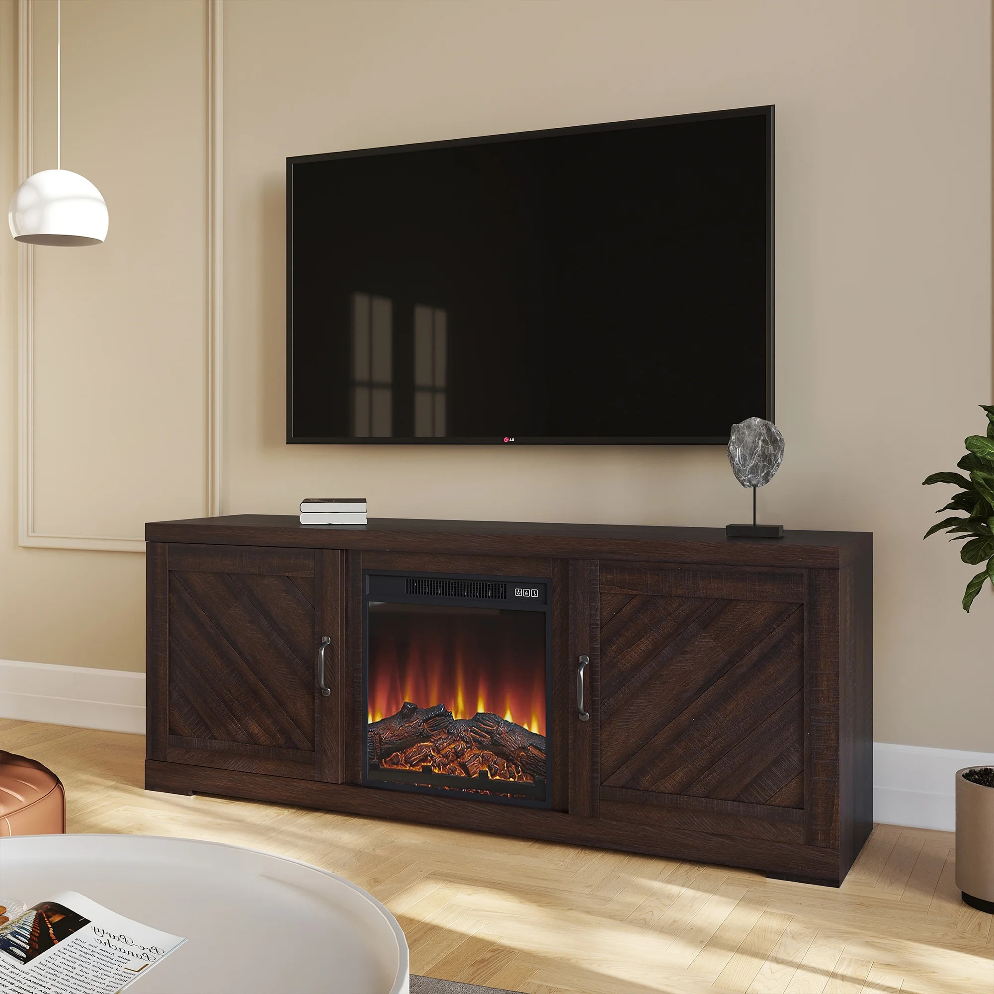 BELLEZE Fireplace TV Stand Media Entertainment Center - Hilo (Espresso) - Walmart.com | Walmart (US)