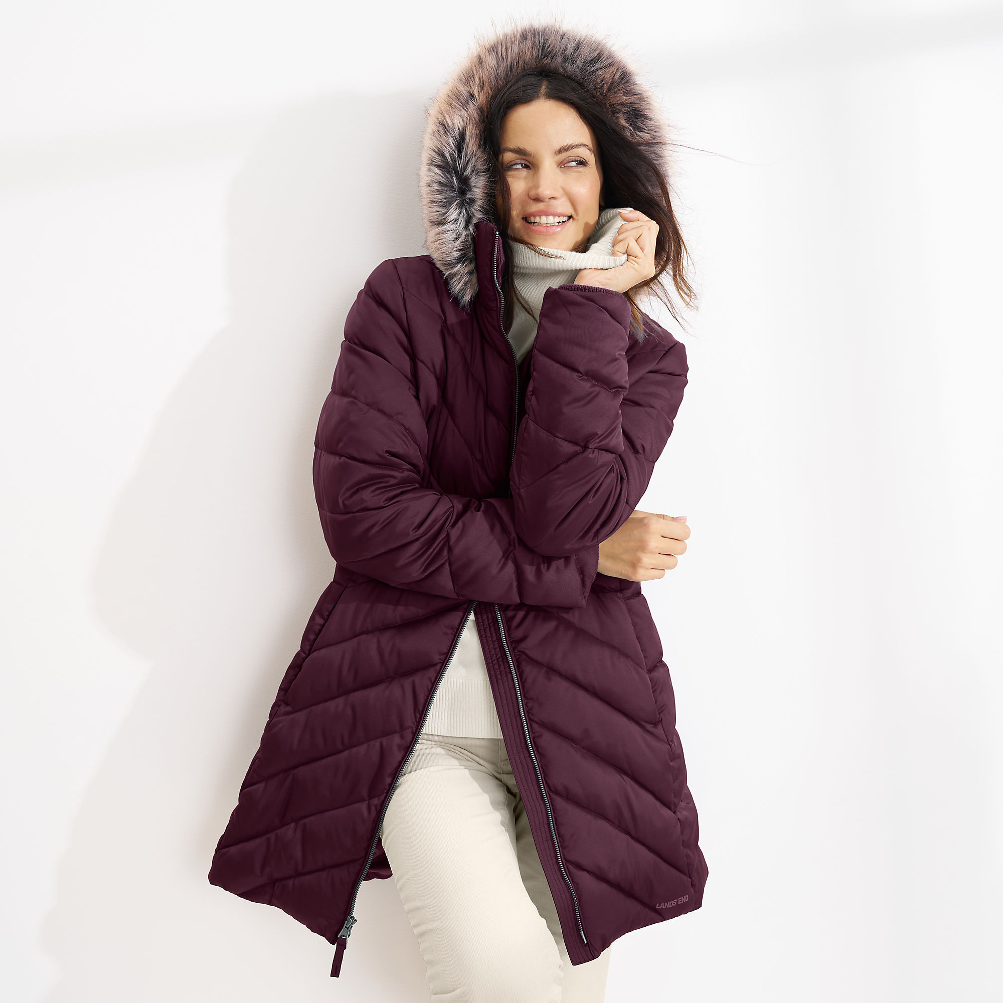 Women's Insulated Cozy Fleece Lined Winter Coat | Lands' End (US)