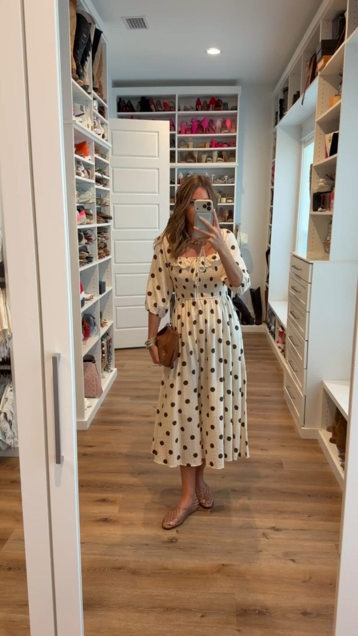 In a small dress, necklace, clutch, jelly flats and accessories- fits tts.

#LTKootd #LTKSeasonal #LTKgrwm