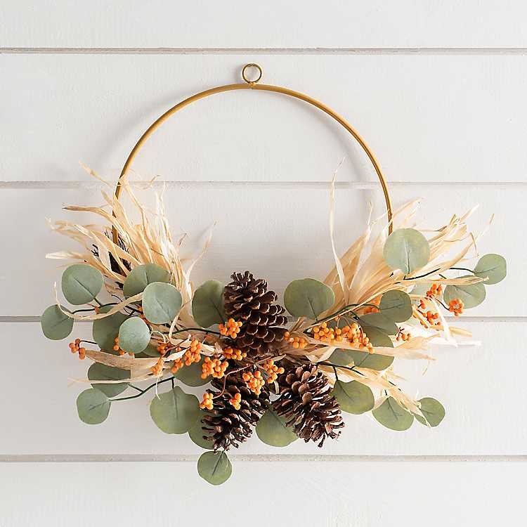New!Pine Cone and Berries Hoop Wreath | Kirkland's Home