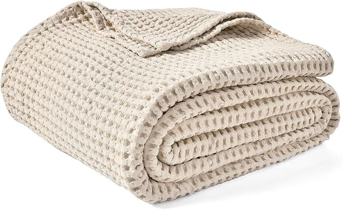 PHF 480GSM 100% Washed Cotton Waffle Weave Blanket, Cozy Breathable Skin-Friendly Throw Twin Size... | Amazon (US)