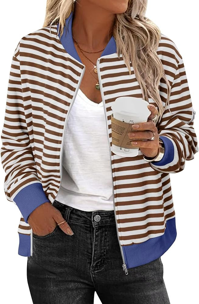 KISSMODA Women Windproof Jacket Zip Up Overcoat Lightweight Casual Long Sleeve Coat Fall Fashion ... | Amazon (US)