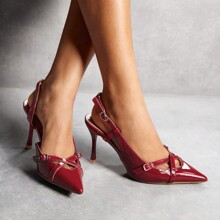 Fashion Burgundy High Heel Pointed Toe Pumps For Commute, Date, Party Fall BURGUNDY Pumps | SHEIN