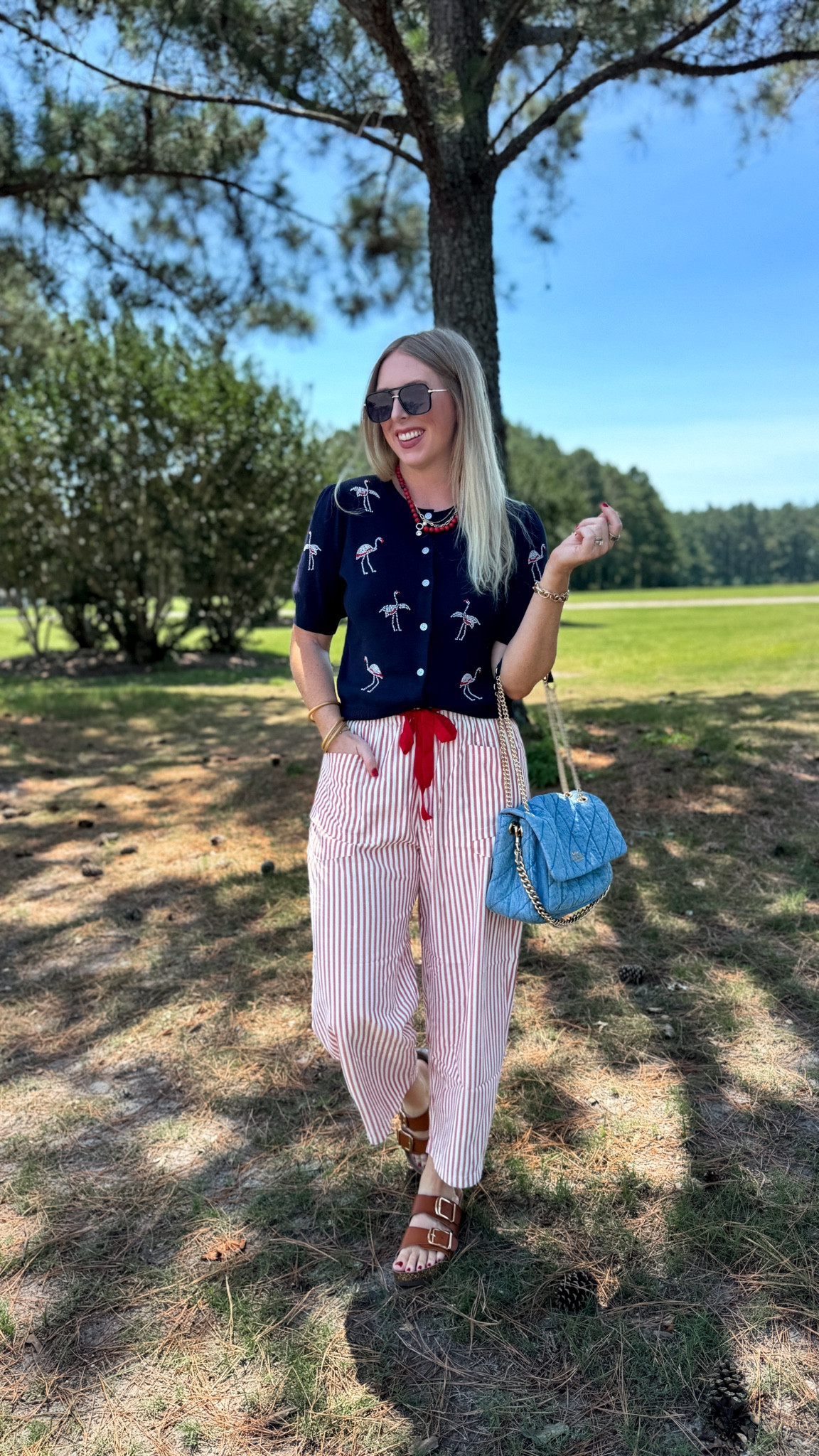 Walmart + Amazon outfit, flamingo cardigan, free assembly, striped pants

#LTKootd #LTKmomlife