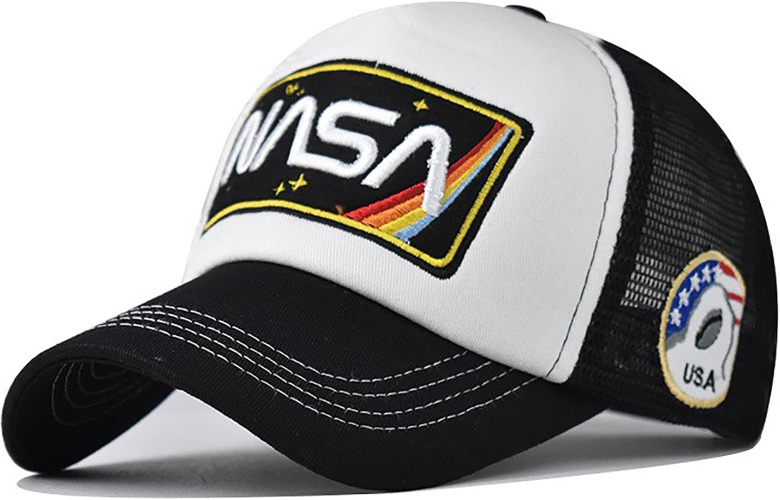 BAIMORE NASA Hat Baseball Cap Mesh Snap Back Adjustable Patchwork Outdoor Sports Cap | Amazon (US)