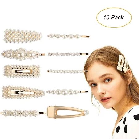 10 Pcs Pearl Hair Clip,Acrylic Hair Clips,For Women Pearl Wrapped Bobby Pin Hairpins Barrettes, Wedd | Walmart (US)