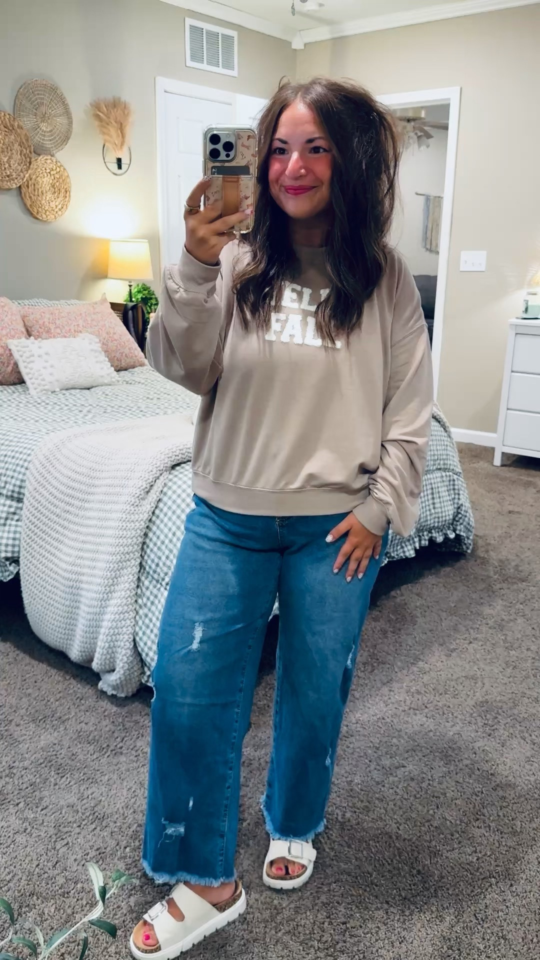 Hello, fall! 🍂 This cozy Walmart crewneck is the cutest way to welcome the season. Pair it with jeans and sandals now, then swap in sneakers or boots when the cooler weather arrives!


sandals: sold out, but linking similar options below!
jeans: fit true to size // wearing a 12
crew: fits true to size // wearing a large 

 #LTKootd #LTKSeasonal #LTKMidsize