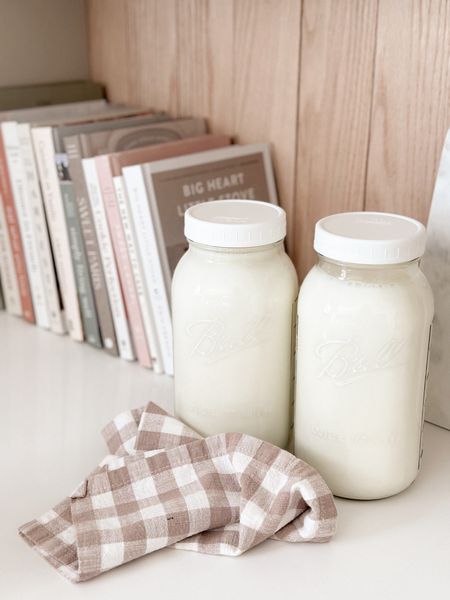 Cute glass milk jars from Amazon. They hold a half gallon and come in a two pack. @amazon #amazonfinds

#LTKhome
