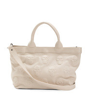 Made In Italy Leather Multi Skull Satchel With Hardware | TJ Maxx
