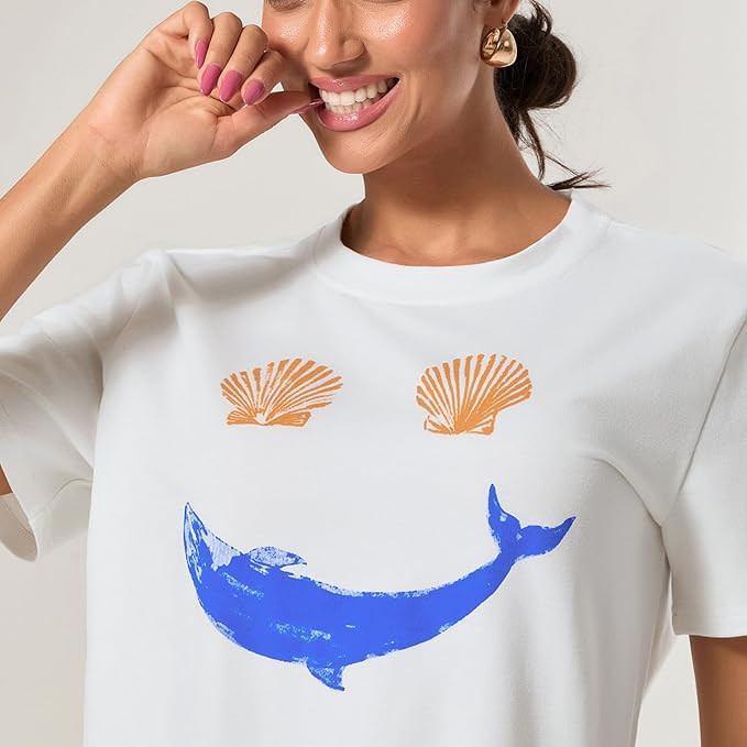 Oversized Graphic Tee Tops for Women Y2K Cute Print Short Sleeve Loose Tshirts Casual Baggy Aesth... | Amazon (US)