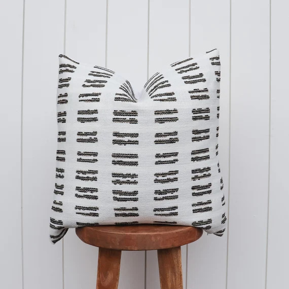 Woven Dash Pillow Cover  Basketweave Beige Ivory Brown Black | Etsy | Etsy (US)