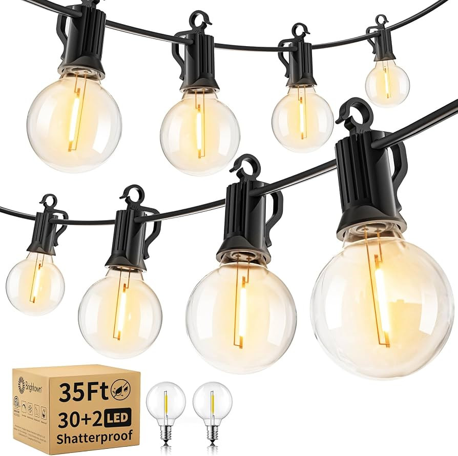 Brightown Outdoor String Lights - Waterproof Globe Patio Lights 35 Ft with 30 G40 Shatterproof LE... | Amazon (US)