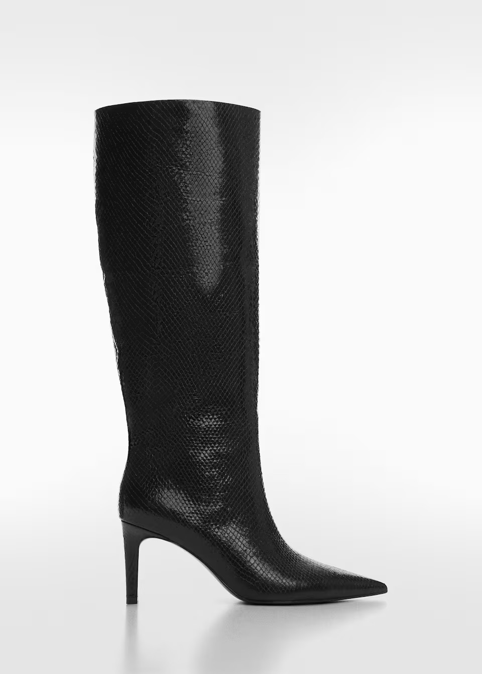 Snake effect heeled boots -  Women | Mango United Kingdom | MANGO (UK)