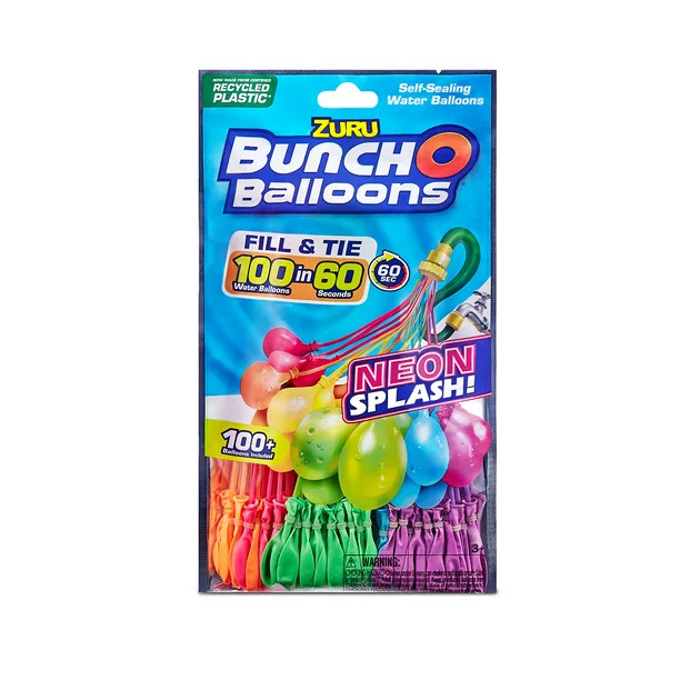 Bunch O Balloons 100 Neon Splash Rapid-Filling Self-Sealing Neon Water Balloons (3 Pack) by ZURU | Walmart (US)