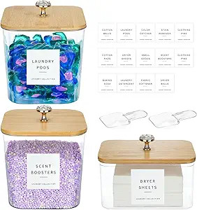 3 Pack Laundry Room Organization Storage Containers Acrylic Laundry Pod Containers and Dryer Shee... | Amazon (US)