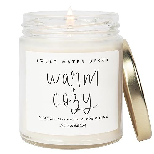 Sweet Water Decor Warm and Cozy Candle - Pine Cinnamon & Fir Winter Scented Orange Candle - Scent... | Amazon (US)