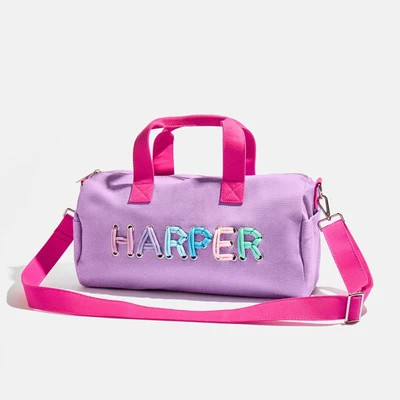 Thready to Go Kids' Custom Duffle - Lilac/Blue Multi | BaubleBar