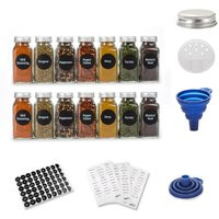 14 Pcs Glass Spice Jars With Labels - 4Oz Empty Square Bottles Shaker Lids & Airtight Metal Caps | Etsy (US)