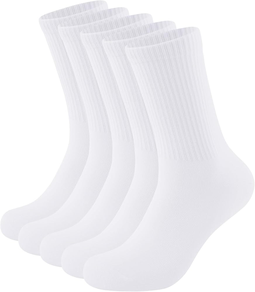 Closemate Womens Crew Socks Cotton Calf Dress Socks Lightweight Comfy Long Socks 5 Pairs | Amazon (US)