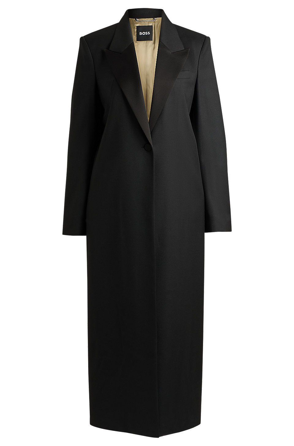 Long-length tuxedo-style coat in stretch fabric | Hugo Boss (UK)