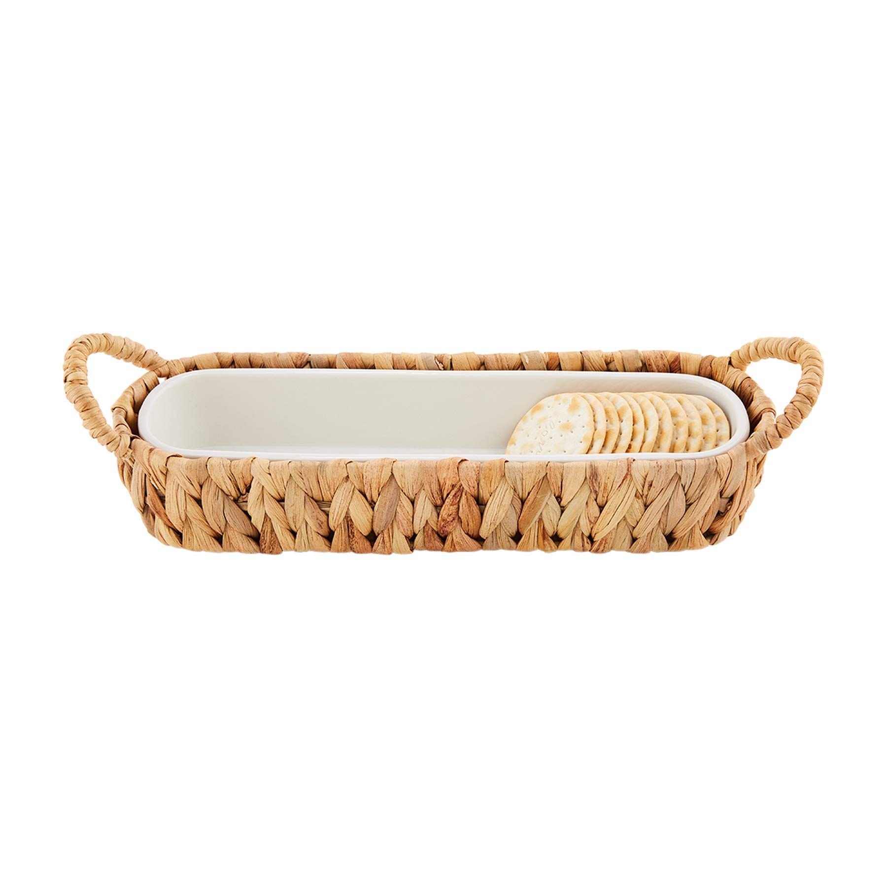 Mud Pie Cracker Dish in Water Hyacinth Basket, 1 3/4" x 12 1/4", Brown | Amazon (US)