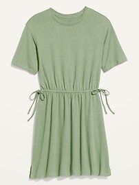 Waist-Defined Short-Sleeve Linen-Blend Mini Dress for Women | Old Navy (US)