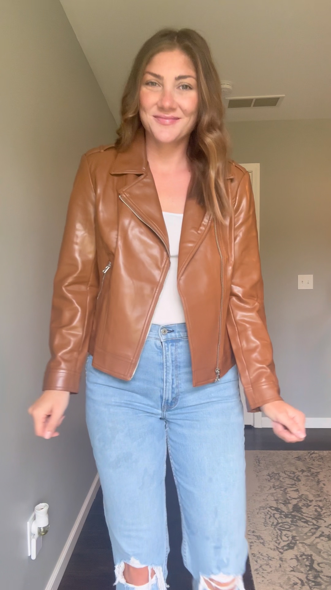 Who else is excited for fall fashion?! 🍂✨ It’s my favorite season to dress for. 

This vegan leather jacket is the perfect fall staple to add to your closet for under $60. 

#LTKSeasonal #LTKFindsUnder100 #LTKVideo