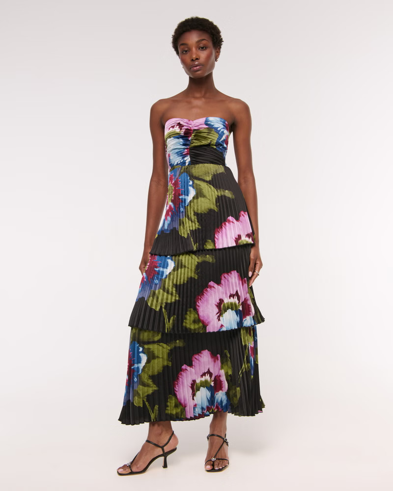 Women's The A&F Giselle Strapless Tiered Maxi Dress | Women's Dresses & Jumpsuits | Abercrombie.c... | Abercrombie & Fitch (US)