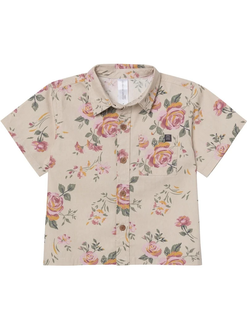 Modern Moments by Gerber Baby and Toddler Boy Button Front Shirt and Short Set, 2-Piece, Sizes 0/... | Walmart (US)