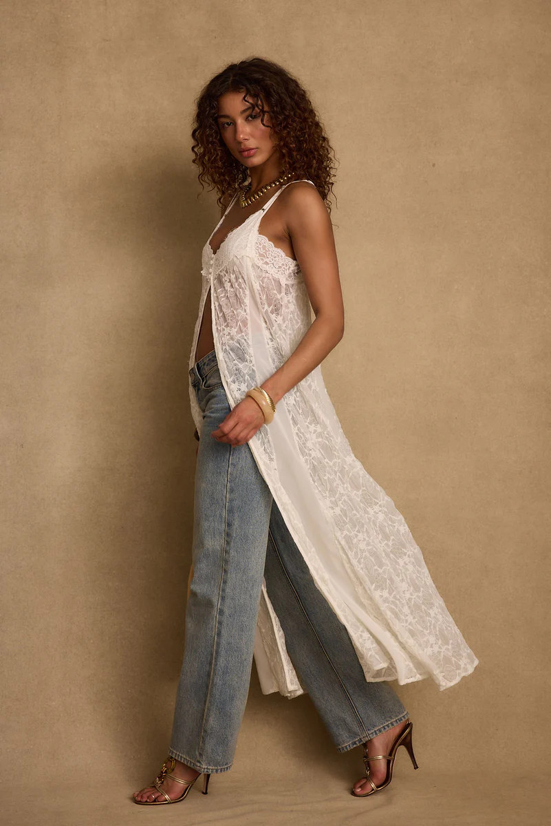 Blanca White Lace Longline Tank | 12th Tribe