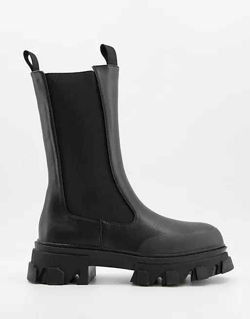 Public Desire Boston chunky chelsea boots in black | ASOS (Global)