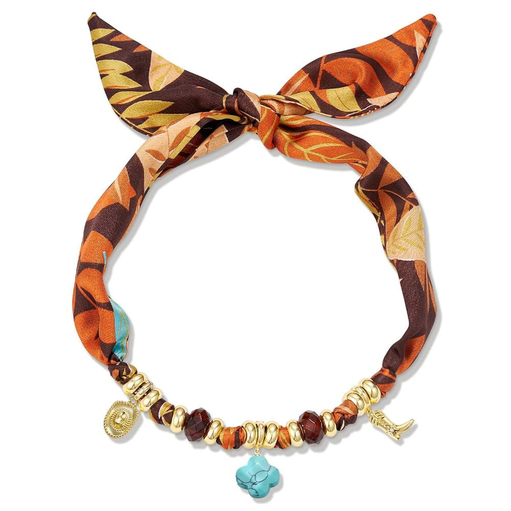 KissYan Western Cowgirl Scarf Charm Necklace, Bandana Necklace with 14K Gold Plated Convertible C... | Amazon (US)