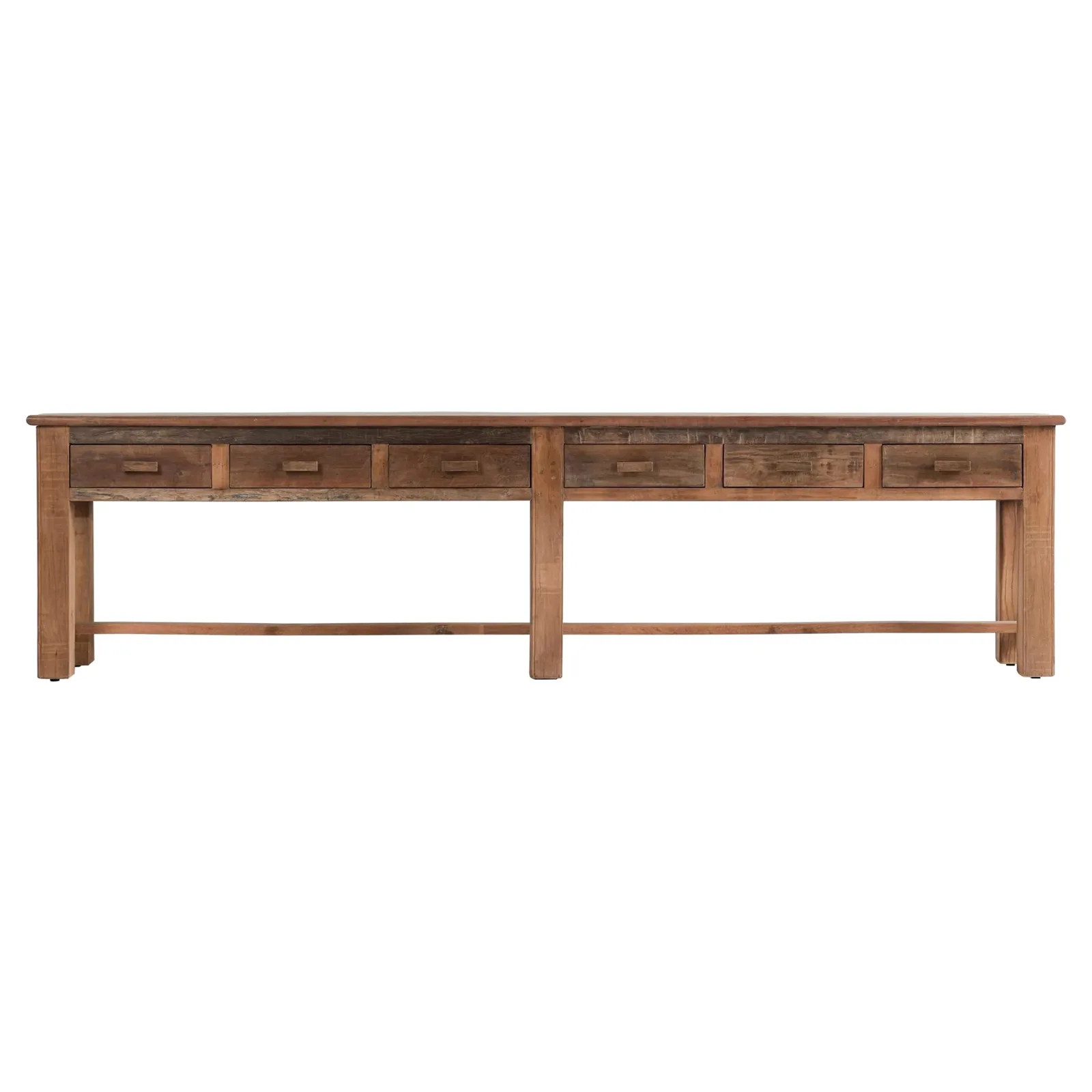 Cathal Rustic Lodge Brown Reclaimed Wood Rectangular Console Table - 118 | Kathy Kuo Home