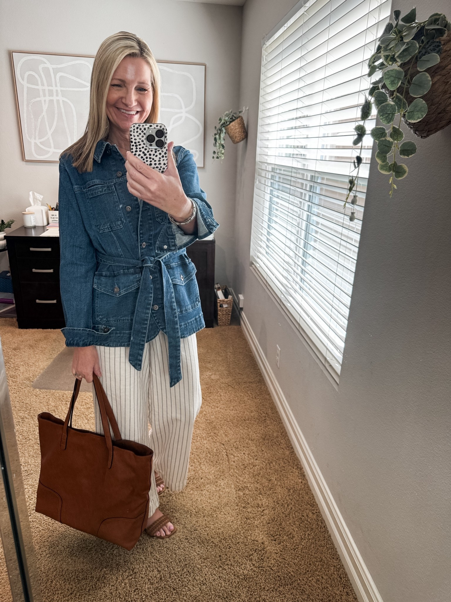 Outfit of the day for a work meeting followed by happy hour. This Target set is so comfortable and can be worn as separates too. 

My denim belted jacket is old but I linked a similar version. 

#LTKOver40 #LTKWorkwear #LTKootd