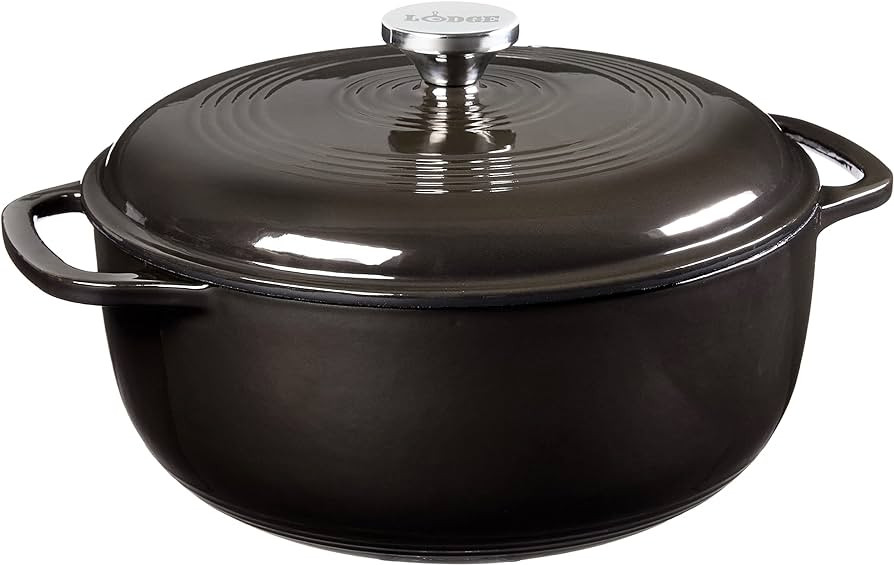 Lodge 6 Quart Enameled Cast Iron Dutch Oven with Lid – Dual Handles – Oven Safe up to 500° F... | Amazon (US)