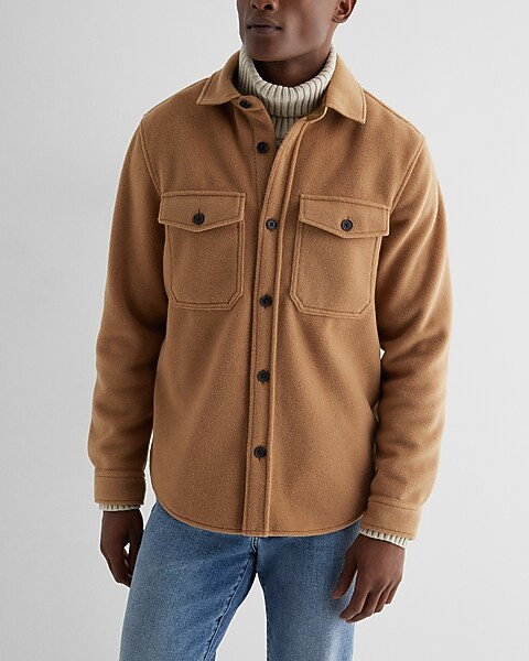 Camel Knit Shirt Jacket | Express