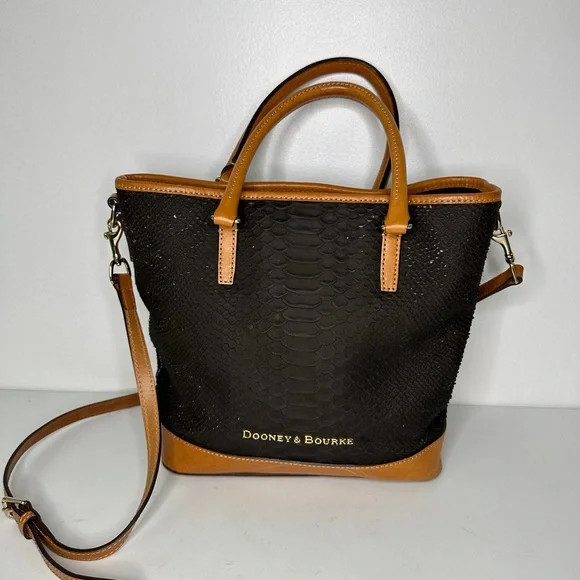 Dooney & Bourk Dark Brown tote with faux Snake Alligator skin | Poshmark