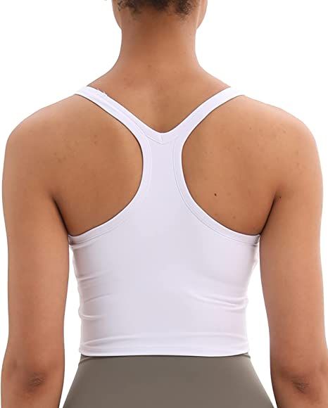 Lavento Women's Racerback Sports Bra Yoga Crop Top with Built in Bra | Amazon (US)